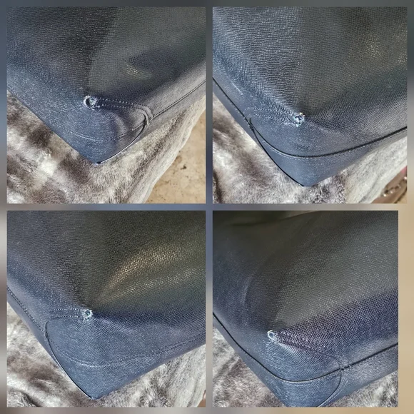 Coach Reversible City Tote In Riley Plaid/Blue With Pouch - Picture 7 of 10